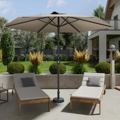 Garnero Arredamenti Ombrelloni Da Giardino-Ombrellone da giardino 300x300cm nero Fiorella Beige