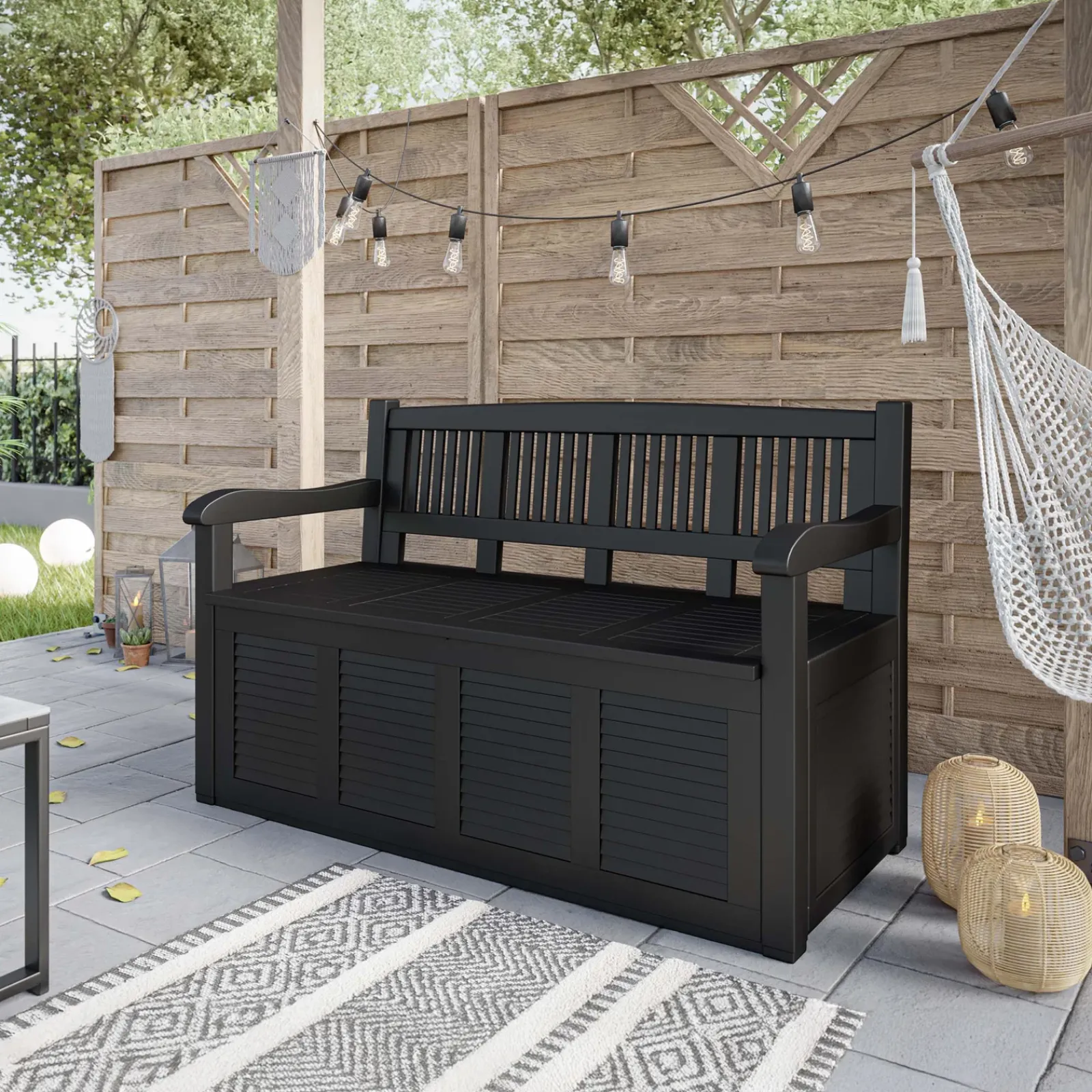 Garnero Arredamenti Panchine Da Giardino-Panca da giardino con contenitore grigio scuro Clementina