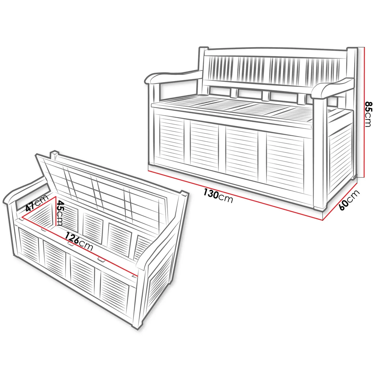 Garnero Arredamenti Panchine Da Giardino-Panca da giardino con contenitore grigio scuro Clementina