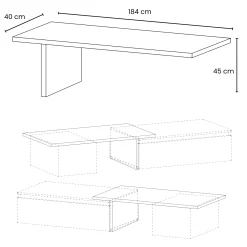 Garnero Arredamenti Mensole E Pensili-Panca da terra 184x45h cm Sunset Antracite