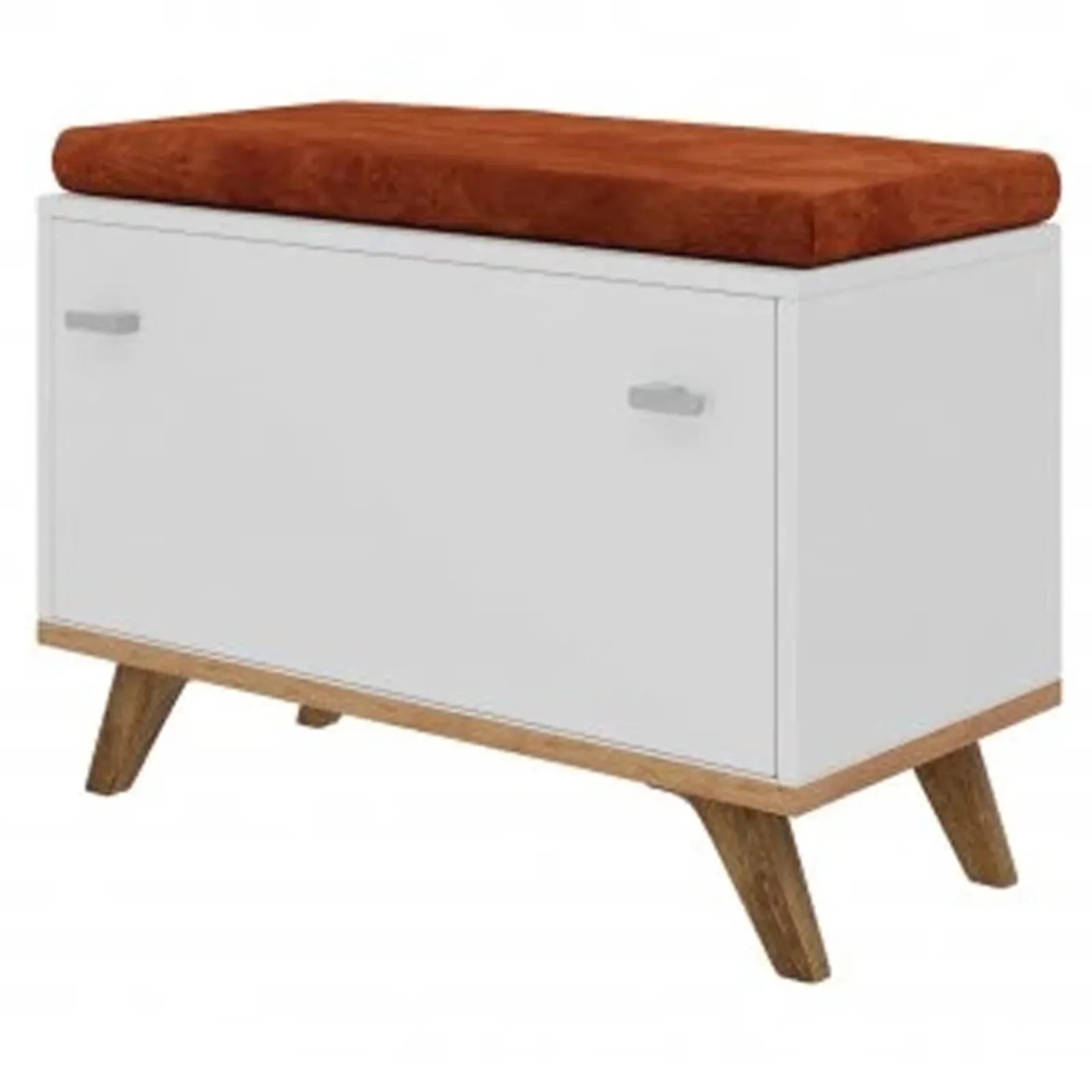 Garnero Arredamenti Panca Ingresso-Panca ingresso 69x50h cm con scarpiera bianco rovere Clea