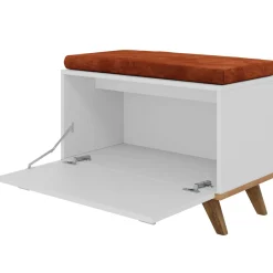 Garnero Arredamenti Panca Ingresso-Panca ingresso 69x50h cm con scarpiera bianco rovere Clea