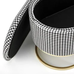 Garnero Arredamenti Panca Ingresso-Panca moderna 105x42cm in tessuto nero bianco oro Denes