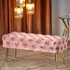 Garnero Arredamenti Panca Ingresso-Panca moderna 100x45cm in tessuto rosa oro Napoleon