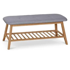 Garnero Arredamenti Panca Ingresso-Panca portascarpe in tessuto grigio legno bambù Keduk