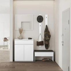 Garnero Arredamenti Panca Ingresso-Panca scarpiera 92x50cm con imbottitura bianco Accent Bianco Opaco