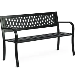 Garnero Arredamenti Panchine Da Giardino-Panchina con schienale da giardino metallo nero Sitdown