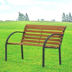 Garnero Arredamenti Panchine Da Giardino-Panchina da giardino rovere nero in metallo Mirian