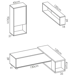Garnero Arredamenti Parete Attrezzata A Terra|Pareti Attrezzate-Parete attrezzata componibile 260x190h cm rovere bianco lucido Flip