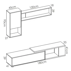 Garnero Arredamenti Parete Attrezzata A Terra|Pareti Attrezzate-Parete attrezzata componibile 260x190h cm rovere bianco lucido Flip