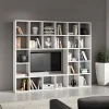 Garnero Arredamenti Librerie Ufficio|Librerie-Parete attrezzata libreria 261x218h cm componibile moderna bianco frassinato Kubic 05