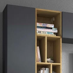 Garnero Arredamenti Parete Attrezzata Sospesa|Pareti Attrezzate-Parete attrezzata sospesa 224x160h cm moderna rovere Artemisia Antracite