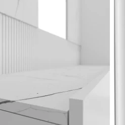 Garnero Arredamenti Parete Attrezzata Sospesa|Pareti Attrezzate-Parete attrezzata sospesa 180x150h cm 3 ante bianco cannettato effetto marmo Ilaria Bianco Opaco