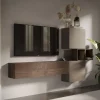 Garnero Arredamenti Parete Attrezzata Sospesa|Pareti Attrezzate-Parete attrezzata sospesa 220x130h cm moderna tortora rovere Sunset 53