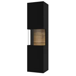 Garnero Arredamenti Parete Attrezzata Sospesa|Pareti Attrezzate-Parete attrezzata sospesa 226x140h cm nero rovere  Fusion 2 Nero Opaco