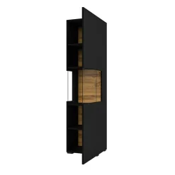 Garnero Arredamenti Parete Attrezzata Sospesa|Pareti Attrezzate-Parete attrezzata sospesa 226x140h cm nero rovere  Fusion 2 Nero Opaco