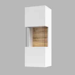 Garnero Arredamenti Parete Attrezzata Sospesa|Pareti Attrezzate-Parete attrezzata sospesa 226x140h cm bianco rovere Fusion 2 Bianco Opaco