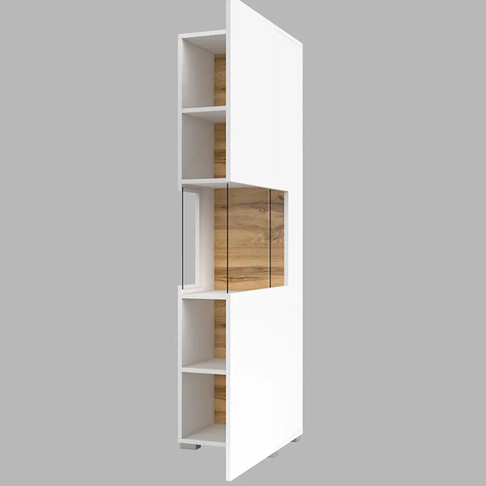 Garnero Arredamenti Parete Attrezzata Sospesa|Pareti Attrezzate-Parete attrezzata sospesa 226x140h cm bianco rovere Fusion 2 Bianco Opaco