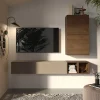 Garnero Arredamenti Parete Attrezzata Sospesa|Pareti Attrezzate-Parete attrezzata sospesa 194x160h cm salvaspazio rovere scuro tortora Sunset 47