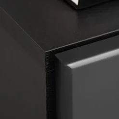 Garnero Arredamenti Camino Bioetanolo|Parete Attrezzata Con Camino-Parete attrezzata sospesa 250x170h cm con camino bioetanolo nero grigio Giotto