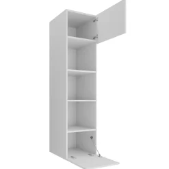 Garnero Arredamenti Parete Attrezzata Sospesa|Pareti Attrezzate-Parete attrezzata sospesa 220x150h cm con colonna bianco cannettato effetto marmo Ilaria Bianco Opaco