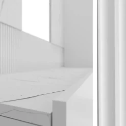 Garnero Arredamenti Parete Attrezzata Sospesa|Pareti Attrezzate-Parete attrezzata sospesa 220x150h cm con colonna bianco cannettato effetto marmo Ilaria Bianco Opaco