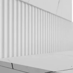 Garnero Arredamenti Parete Attrezzata Sospesa|Pareti Attrezzate-Parete attrezzata sospesa 220x150h cm con colonna bianco cannettato effetto marmo Ilaria Bianco Opaco