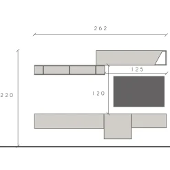 Garnero Arredamenti Parete Attrezzata Sospesa|Pareti Attrezzate-Parete attrezzata sospesa 262x220h cm moderna beige antracite Sunset 72