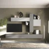Garnero Arredamenti Parete Attrezzata Sospesa|Pareti Attrezzate-Parete attrezzata sospesa 276x210h cm moderna grigio antracite Sunset 84