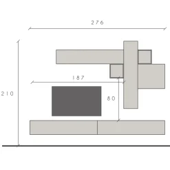 Garnero Arredamenti Parete Attrezzata Sospesa|Pareti Attrezzate-Parete attrezzata sospesa 276x210h cm moderna grigio antracite Sunset 84