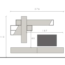 Garnero Arredamenti Parete Attrezzata Sospesa|Pareti Attrezzate-Parete attrezzata sospesa 276x210h cm moderna beige ossido rovere chiaro Sunset 79