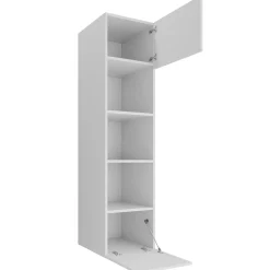 Garnero Arredamenti Parete Attrezzata Sospesa|Pareti Attrezzate-Parete attrezzata sospesa 260x150h cm con colonne bianco cannettato effetto marmo Ilaria Bianco Opaco