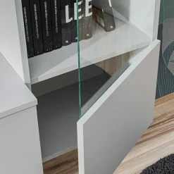 Garnero Arredamenti Parete Attrezzata Sospesa|Pareti Attrezzate-Parete attrezzata sospesa 220x148h cm nero rovere grigio perla Violina