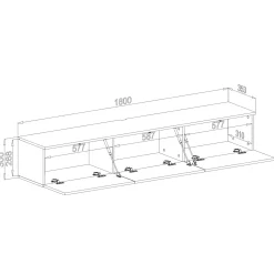 Garnero Arredamenti Parete Attrezzata Sospesa|Pareti Attrezzate-Parete attrezzata sospesa 220x148h cm nero rovere grigio perla Violina