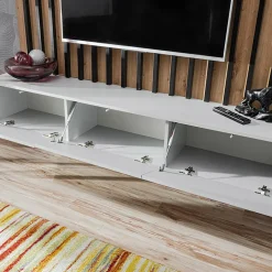 Garnero Arredamenti Parete Attrezzata Sospesa|Pareti Attrezzate-Parete attrezzata sospesa 220x148h cm nero rovere grigio perla Violina