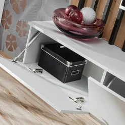 Garnero Arredamenti Parete Attrezzata Sospesa|Pareti Attrezzate-Parete attrezzata sospesa 220x148h cm nero rovere grigio perla Violina