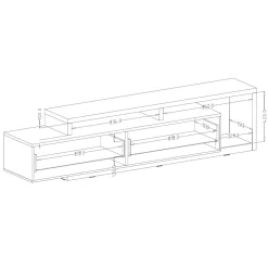 Garnero Arredamenti Parete Attrezzata A Terra|Pareti Attrezzate-Parete attrezzata 219x 205h cm soggiorno antracite spatolato noce Megan Gihome® Noce - Antracite