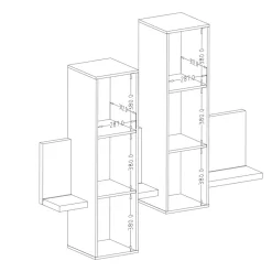 Garnero Arredamenti Parete Attrezzata A Terra|Pareti Attrezzate-Parete attrezzata 219x 205h cm soggiorno antracite spatolato noce Megan Gihome® Noce - Antracite
