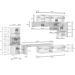 Garnero Arredamenti Parete Attrezzata A Terra|Pareti Attrezzate-Parete attrezzata 350x200h cm antracite rovere Block 1 Antracite - Rovere