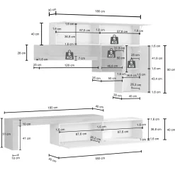 Garnero Arredamenti Parete Attrezzata A Terra|Pareti Attrezzate-Parete attrezzata 270x200h cm antracite tortora rovere Block 2 Tortora - Antracite