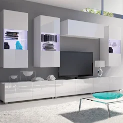 Garnero Arredamenti Parete Attrezzata A Terra|Pareti Attrezzate-Parete attrezzata 300x190h cm bianco lucido Mons 2