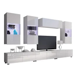 Garnero Arredamenti Parete Attrezzata A Terra|Pareti Attrezzate-Parete attrezzata 300x190h cm bianco lucido Mons 2