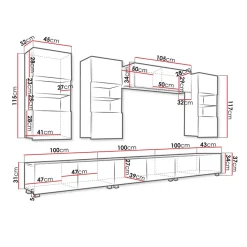 Garnero Arredamenti Parete Attrezzata A Terra|Pareti Attrezzate-Parete attrezzata 300x190h cm bianco lucido Mons 2