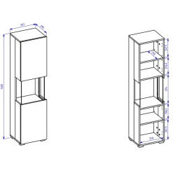 Garnero Arredamenti Parete Attrezzata A Terra|Pareti Attrezzate-Parete attrezzata 226x140h cm bianco rovere Fusion 2 Bianco Opaco