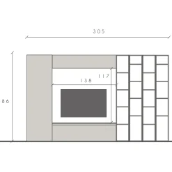 Garnero Arredamenti Parete Attrezzata A Terra|Pareti Attrezzate-Parete attrezzata 305x186h cm bianco lucido grigio Sunset 10 Grigio - Bianco Lucido