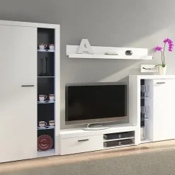 Garnero Arredamenti Parete Attrezzata A Terra|Pareti Attrezzate-Parete attrezzata 270x190h cm bianco Edimburgo