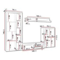 Garnero Arredamenti Parete Attrezzata A Terra|Pareti Attrezzate-Parete attrezzata 270x190h cm bianco Edimburgo