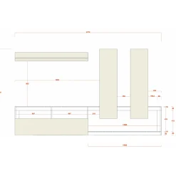 Garnero Arredamenti Parete Attrezzata A Terra|Pareti Attrezzate-Parete attrezzata 277x200h cm bianco lucido pero soggiorno Invictus Bianco Lucido - Rovere Rustico
