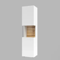 Garnero Arredamenti Parete Attrezzata A Terra|Pareti Attrezzate-Parete attrezzata 226x140h cm bianco rovere Fusion 1 Bianco Opaco