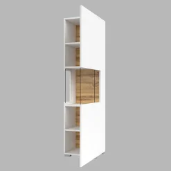 Garnero Arredamenti Parete Attrezzata A Terra|Pareti Attrezzate-Parete attrezzata 226x140h cm bianco rovere Fusion 1 Bianco Opaco